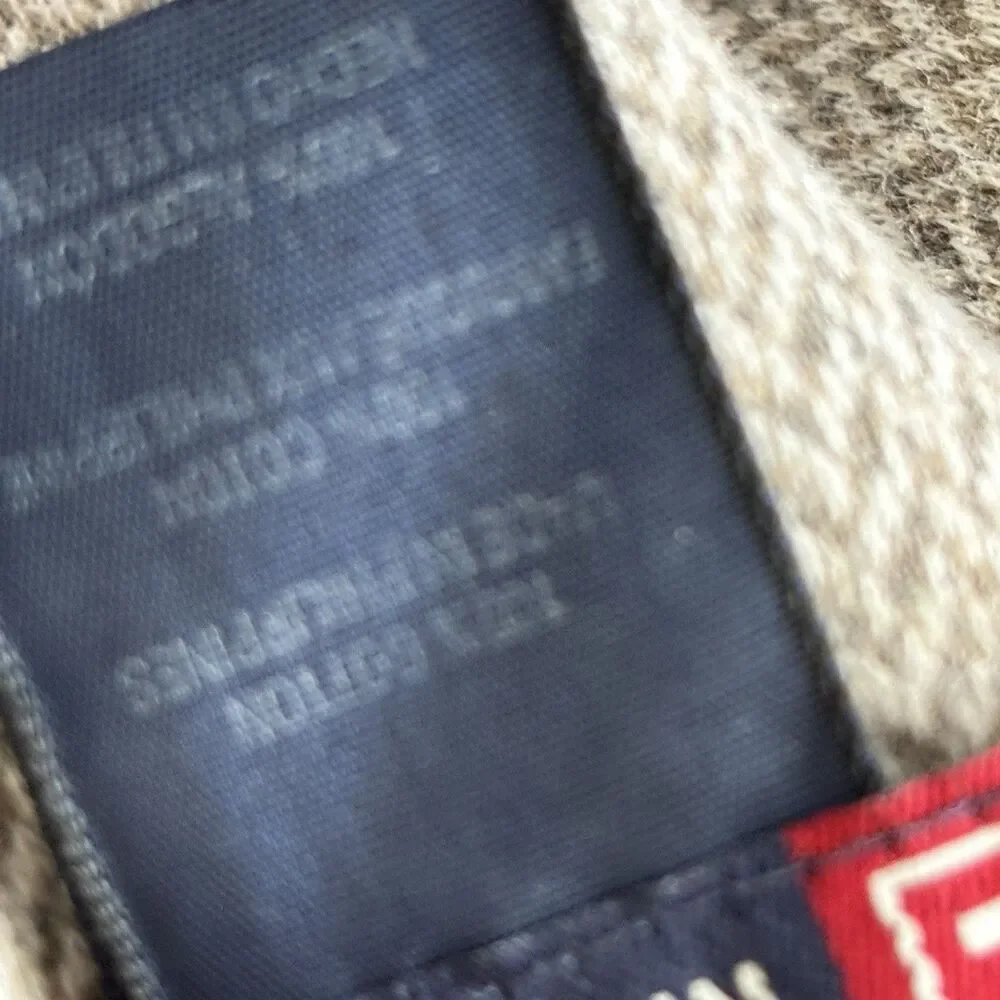 Chaps Ralph Lauren Polo Shirt Mens XL Brown Gray Herringbone Long Sleeve Vintage
